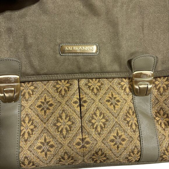 Murano Messenger carryon Vintage Style Shoulder Bag Canvas Tapestry Brown Olive - Picture 7 of 12